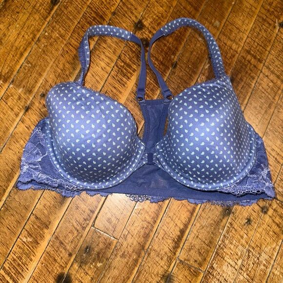 Victoria’s Secret Body 36B blue floral racerback Demi bra - Picture 1 of 3